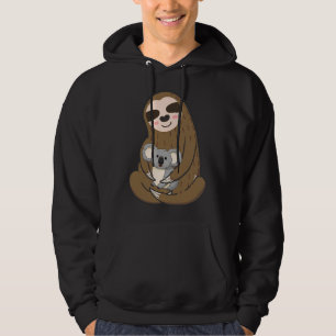 Funny Sloth Hugging Koala Sleeping Cute Animal Hoodie