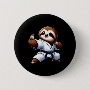 Funny Sloth Karate Martial Arts Japanese Martial A 2 Inch Round Button