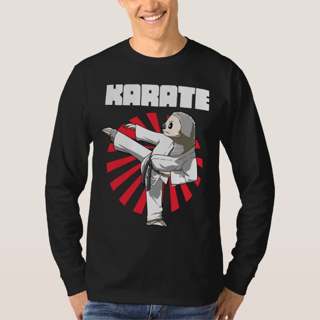 Funny Sloth Karate Nap Sloth Lazy T-Shirt (Front)