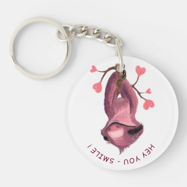 Funny Sloth Keychain Custom Text (Front)