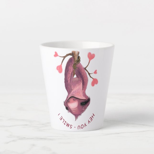 Funny Sloth Latte Mug - Custom Text (Front)