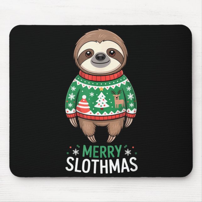 Funny Sloth Lover Christmas Merry Slothmas Ugly Ho Mouse Pad (Front)
