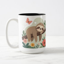 Funny Sloth Mug with Colour Inside