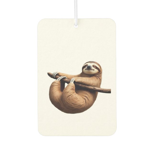 Funny Sloth on a Tree � Just Make It to Friday Cla Air Freshener (Front)