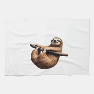 Funny Sloth on a Tree � Just Make It to Friday Cla Kitchen Towel