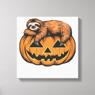 Funny Sloth on Halloween Pumpkin Essential T-Shirt Canvas Print