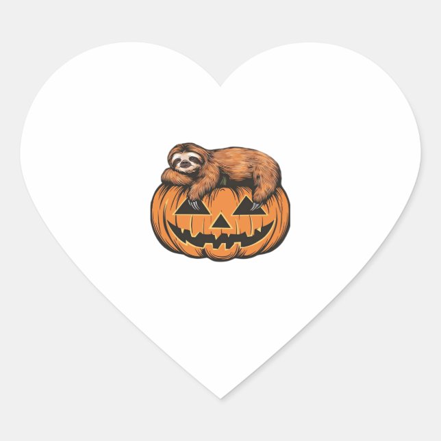 Funny Sloth on Halloween Pumpkin Essential T-Shirt Heart Sticker (Front)