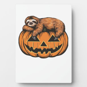 Funny Sloth on Halloween Pumpkin Essential T-Shirt Plaque