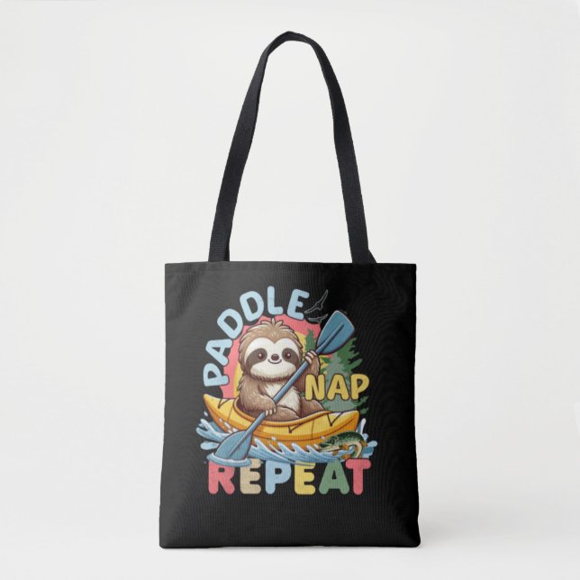 Funny Sloth Outdoor - Kayaking Sloth Tote Bag (Front)