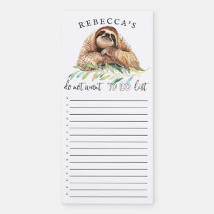 Funny Sloth   Personalized To Do List Magnetic Notepad