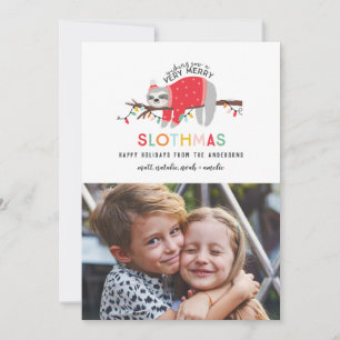 Funny sloth photo Christmas Holiday Card