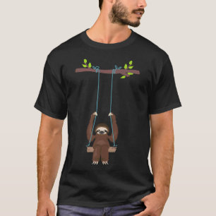 Funny Sloth Playing Swing Cute Sloth Pet Animal Sl T-Shirt