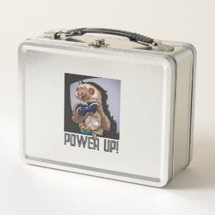 Funny Sloth Power Up! Video Games Console Cartoon Metal Lunch Box