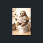 Funny Sloth Reading Newspaper Bathroom Humor Canvas Print<br><div class="desc">Bring a touch of humor and personality to your bathroom décor with this charming canvas print featuring a relaxed sloth enjoying a quiet moment while reading the morning newspaper. The artwork captures a playful and expressive sloth seated comfortably in a minimalist bathroom setting, blending lighthearted comedy with modern interior style....</div>