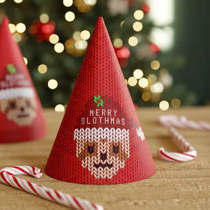 Funny Sloth Red Christmas Party Hat