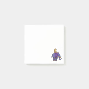 Funny Sloth Riding Blue Elephant Cartoon Post-it Notes