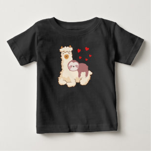 Funny Sloth Riding Llama Shirt funny Alpaca Hearts