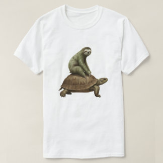 Funny Sloth Riding Tortoise - Slow Animal Lover T-Shirt