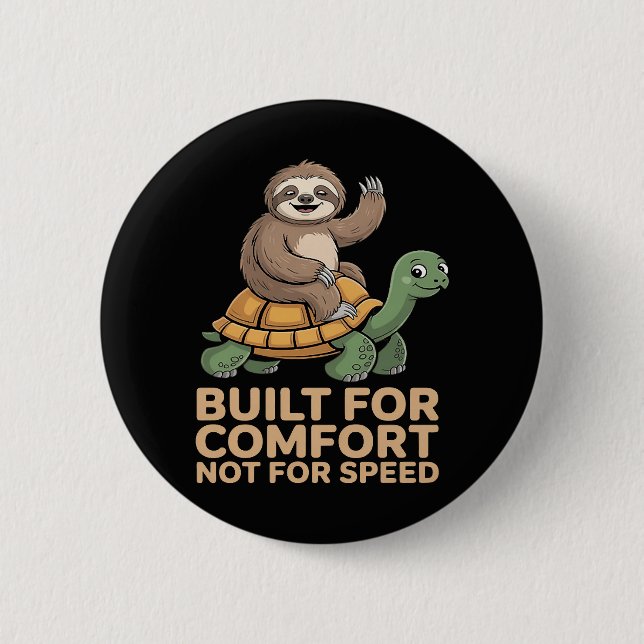 Funny Sloth Riding Turtle 2 Inch Round Button (Front)