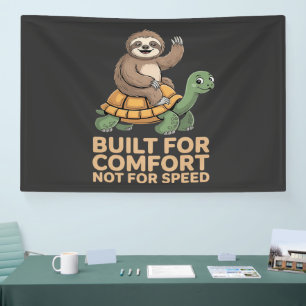 Funny Sloth Riding Turtle Banner