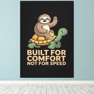 Funny Sloth Riding Turtle Canvas Print