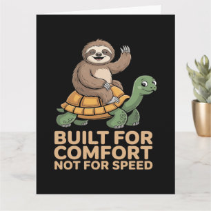 Funny Sloth Riding Turtle Card