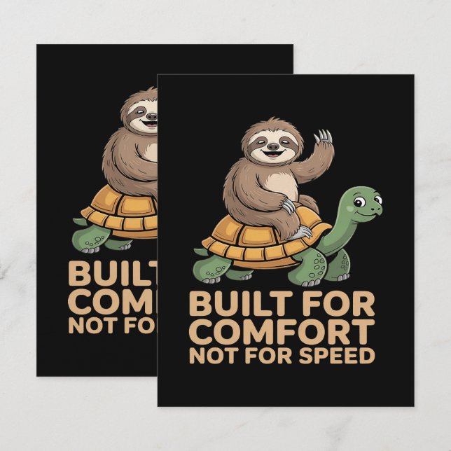 Funny Sloth Riding Turtle Card (Front/Back)