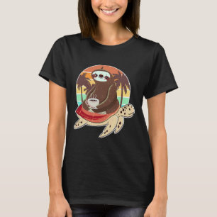 Funny Sloth Riding Turtle Drinking Its T-Shirt