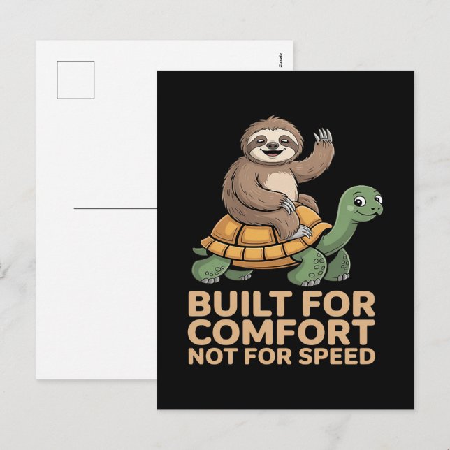 Funny Sloth Riding Turtle Holiday Postcard (Front/Back)
