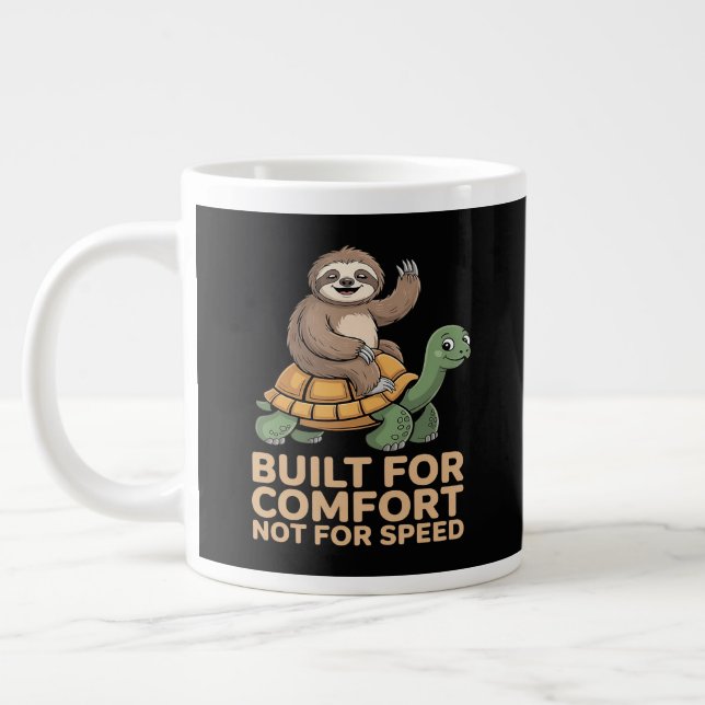 Funny Sloth Riding Turtle Large Coffee Mug (Left)