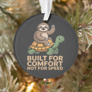 Funny Sloth Riding Turtle Ornament