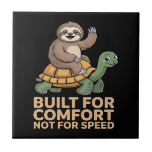 Funny Sloth Riding Turtle Tile