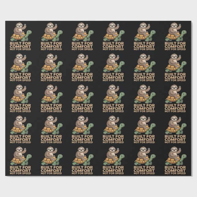 Funny Sloth Riding Turtle Wrapping Paper (Flat)