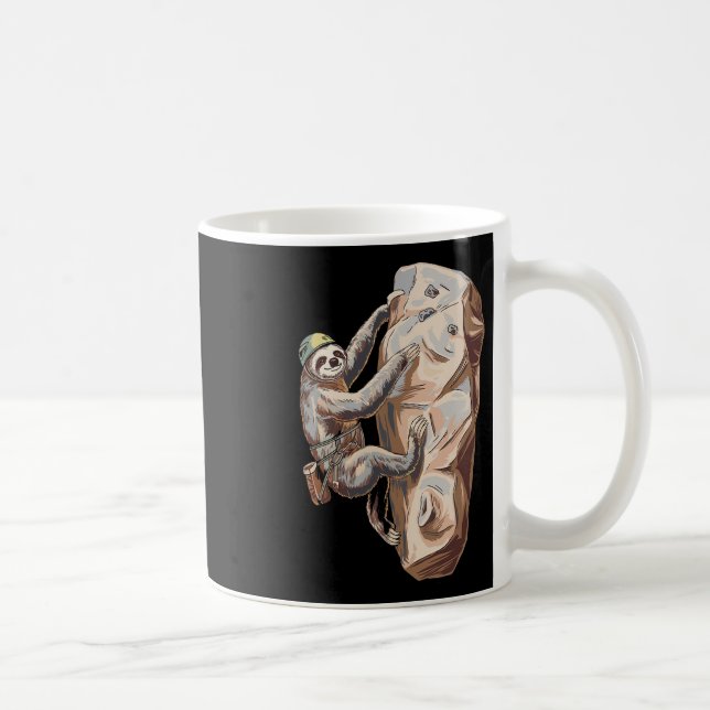 Funny Sloth Rock Climbing Cartoon  Coffee Mug (Right)