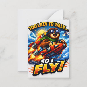 Funny Sloth Rocket Meme, Too Lazy to Walk So I Fly Card
