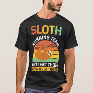 Funny Sloth Running Team Retro Style T-Shirt