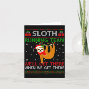 Funny Sloth Running Team Xmas Lights Ugly Sloth Ch Card