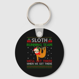 Funny Sloth Running Team Xmas Lights Ugly Sloth Ch Keychain