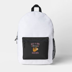 Funny Sloth Shirt for Girls Just a Girl Who Loves Printed Backpack