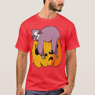 Funny Sloth Sleeping on JackoLantern T-Shirt