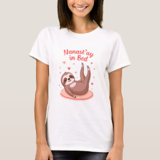 Funny Sloth T-Shirt – Lazy Sloth Doing Yoga in Bed