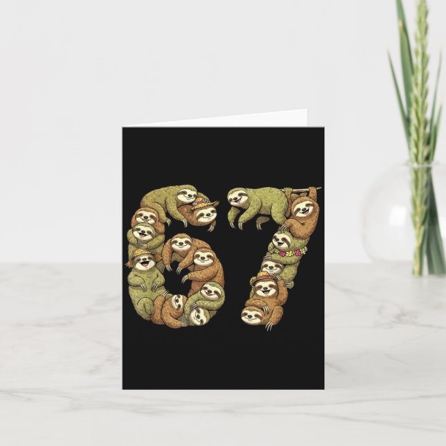 Funny Sloth Tribal 6 7 Meme Six Seven Love  Card (Front)