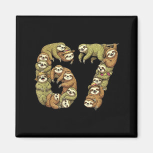Funny Sloth Tribal 6 7 Meme Six Seven Love Magnet