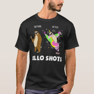 Funny Sloth Unicorn Before After Jello Shots T-Shirt