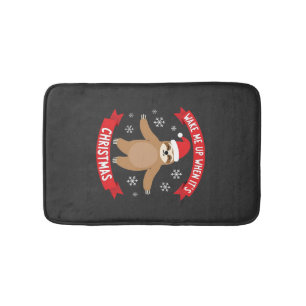 Funny Sloth wake me up when its Christmas Xmas Cut Bath Mat