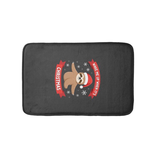 Funny Sloth wake me up when its Christmas Xmas Cut Bath Mat (Front)