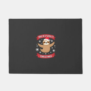 Funny Sloth wake me up when its Christmas Xmas Cut Doormat