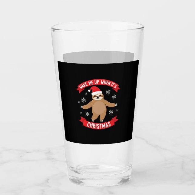Funny Sloth wake me up when its Christmas Xmas Cut Glass (Front)
