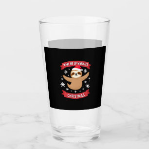 Funny Sloth wake me up when its Christmas Xmas Cut Glass
