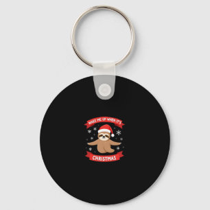 Funny Sloth wake me up when its Christmas Xmas Cut Keychain